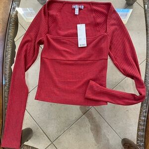 Red long sleeve Urban Outfitters top. NEVER WORN/WITH TAGS